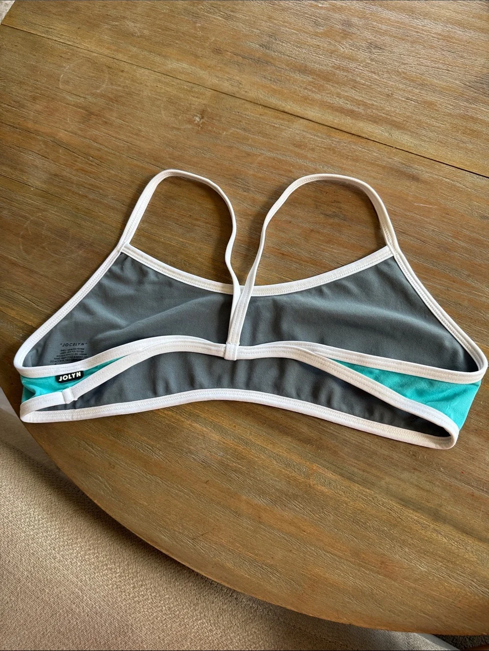 Jolyn Clothing Teal and White Bikini Top JOCELYN